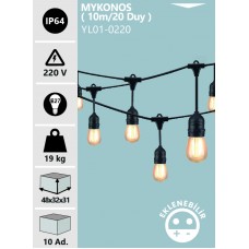 MYKONOS 10 METRE 20 DUY E27 EKLENEBİLİR KABLO